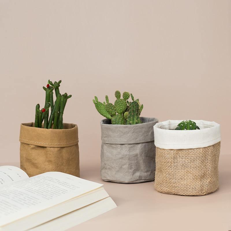 Vintage Fabric Planter Basket