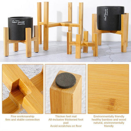 EcoHaven Bamboo Wood Plant Stand